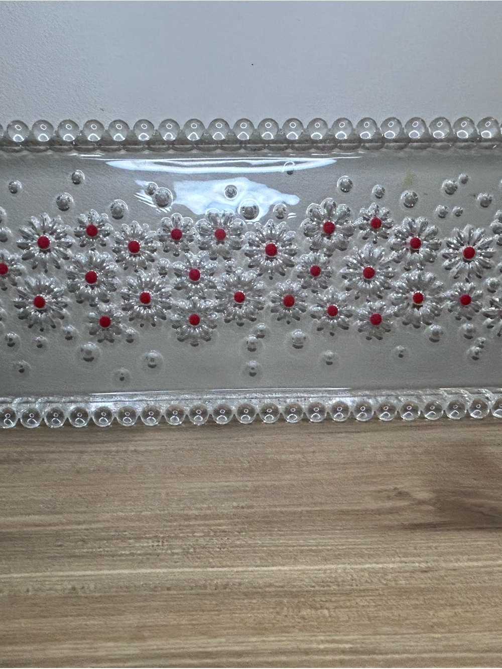 1970s Walther glass rectangular serving tray, West Germany Fabiola series